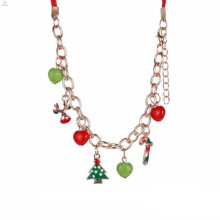 El último diseño simple cadena de oro hecho a mano perlas de Navidad collar encanto